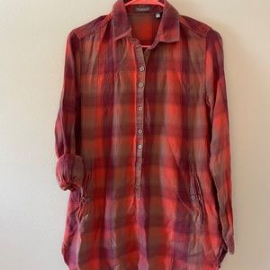 Toad&Co Mixologist Tunic (fall - orange/maroon plaid) Size S